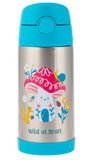 Stephen Joseph Double Walled Stainless Steel Flip Top Water Bottle - MUSHROOM- NEW