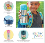 Stephen Joseph Double Walled Stainless Steel Flip Top Water Bottle - TRANSPORTATION - NEW