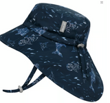 Size M (6-24m): Jan & Jul Aqua Dry Adventure Hat - NAVY WHALE PLAY