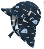 Size XS (0-3m): Jan & Jul Sun Soft UV Baby Cap - NAVY WHALE TALES