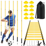 Soccer Agility Training Equipment: 6 Soccer Agility Poles, 20ft Agility Ladder, 10 Soccer Cones