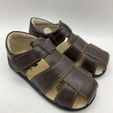 Size 9: See Kai Run BROWN ORANGE Stitching Closed Toe Velcro Sandals NEW
