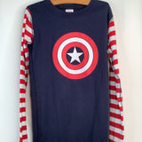 Size 12 (150): Hanna Andersson Blue/Red Striped Captain America 2pc PJs