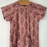 Size 3-6m: Kate Quinn Pink/Purple Flower Short Sleeve Romper