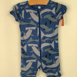 Size 2: Tea Blue Shark 1pc Shorty PJs