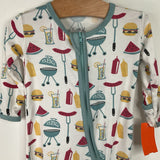 Size 3-6m: KicKee White/Blue Summer BBQ 1pc Footy PJs