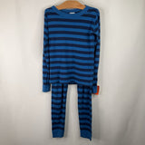 Size 8 (130): Hanna Andersson 2 Tone Blue Striped 2pc PJs