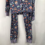 Size 12 (150): Hanna Andersson Purple Cottage Scene Long Sleeve 2pc Pj