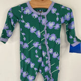 Size NB: Kickee Green/Purple Floral 1pc Footy PJs