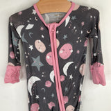 Size NB: Little Sleepies Grey/Pink Space 1pc Footy PJs