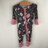 Size NB: Little Sleepies Grey/Pink Space 1pc Footy PJs