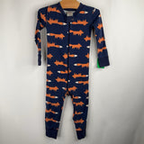 Size 3 (90): Hanna Andersson Blue Fox Print 1pc PJs