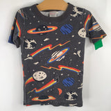 Size 6-7 (120): Hanna Anderson Grey Rainbow Space Print 2pc PJs
