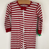 Size 9-12m: Primary Red/white Striped Zip-Up 1p Footy PJs