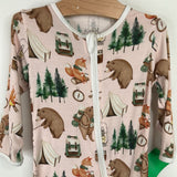 Size 6-9m: Kickee Pink Camping Print 1pc PJs