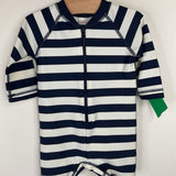 Size 3-6m (60): Hanna Andersson Blue/White Striped 1pc Rash Guard Suit