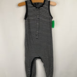 Size 2-3: Little Bipsy Black/White Striped Cozy Overalls