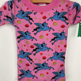 Size 3 (90): Hanna Andersson Pink/Blue Unicorn Print 2pc Shorty PJs