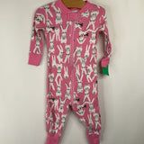 Size 6-12m (70): Hanna Andersson Pink/White Bunny Print Zip-Up 1pc PJs