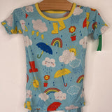 Size 2: Little Sleepies Blue/Colorful Weather Print 2pc PJs