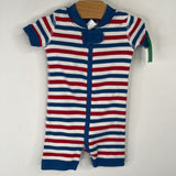 Size 0-3m (50): Hanna Andersson Red/White/Blue Striped 1pc Shorty PJs