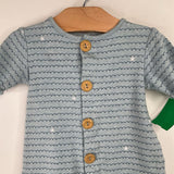 Size 3-6m: Rabbit + Bear Blue Patterned Cozy Shorty Romper