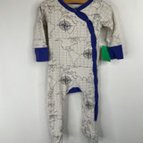 Size 3-6m: Cat & Dogma White/Blue World Map 1pc Footy PJs
