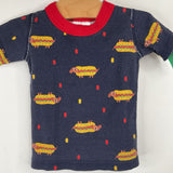 Size 2 (80/85): Hanna Andersson Blue Hot Dog Print 2pc Shorty PJs