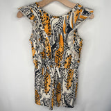 Size 10: Tea Black/White/Yellow Giraffe Ruffled Tank Dress