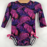 Size 18-24m: Ruffle Butts Black/Purple Leaves 1pc Swimsuit