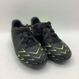 Size 10: Black/Green Lace-Up Soccer Cleats