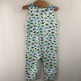 Size 3-6m: Sofia White/Green/Blue Dino Tank Romper