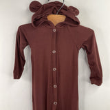 Size 0-3m: Kate Quinn Brown Hooded Long Sleeve Footed Romper