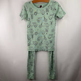 Size 8: Tea Green Car Print Short Sleeve 2pc PJs