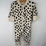 Size 3-6m (60): Hanna Andersson White/Black Dalmatian 1pc PJs w/ Hat