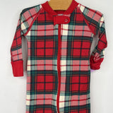 Size 6-12m (70): Hanna Andersson Red/Green/White Plaid 1pc PJs