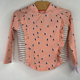 Size 12m: Jessica Simpson Peach/Navy/White Print Long Sleeve 2pc Swimsuit