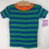 Size 3 (90) Hanna Andersson Green/Blue Stripe 2pc Shorty PJs