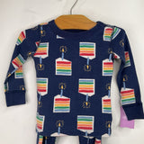 Size 2 (85): Hanna Andersson Blue Rainbow B-Day Cake 2pc PJs