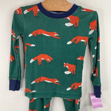Size 3: Mini Boden Green/Orange Fox Print 2pc PJs