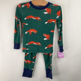 Size 3: Mini Boden Green/Orange Fox Print 2pc PJs