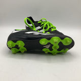 Size 1Y: Adidas Black/White/Green Indoor Soccer Cleats