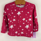 Size 12-18m: Moon and Back Pink/White Stars/Stripes Long Sleeve 2pv Swimsuit