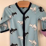 Size 3-6m: Monica + Andy Blue Shark Print Button-Up 1pc Footy PJs