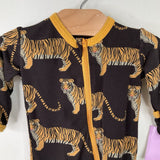 Size 0-3m: KicKee Pants Black/Yellow Tigers 1pc Footy PJs