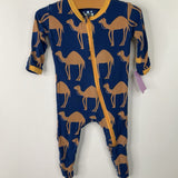 Size 0-3m: KicKee Pants Navy/Yellow Camels 1pc Footy PJs