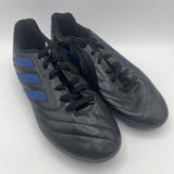 Size 2.5Y: Adidas Black/Blue Lace-Up Cleats