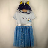 Size 6: Bluey Tulle/Silver Sparkle Hooded Dress