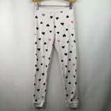 Size 7: Tea White Black Heart Print 2pc PJs