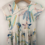 Size 8-10: Tea White Colorful Sealife Short Sleeve Dress